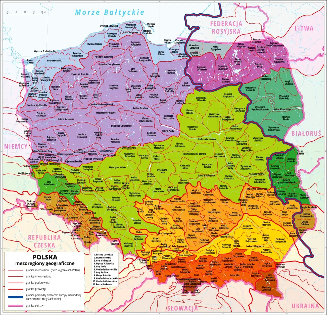 Mapa Polski z zaznaczonymi miejscowościami nadmorskimi o wysokim stężeniu jodu