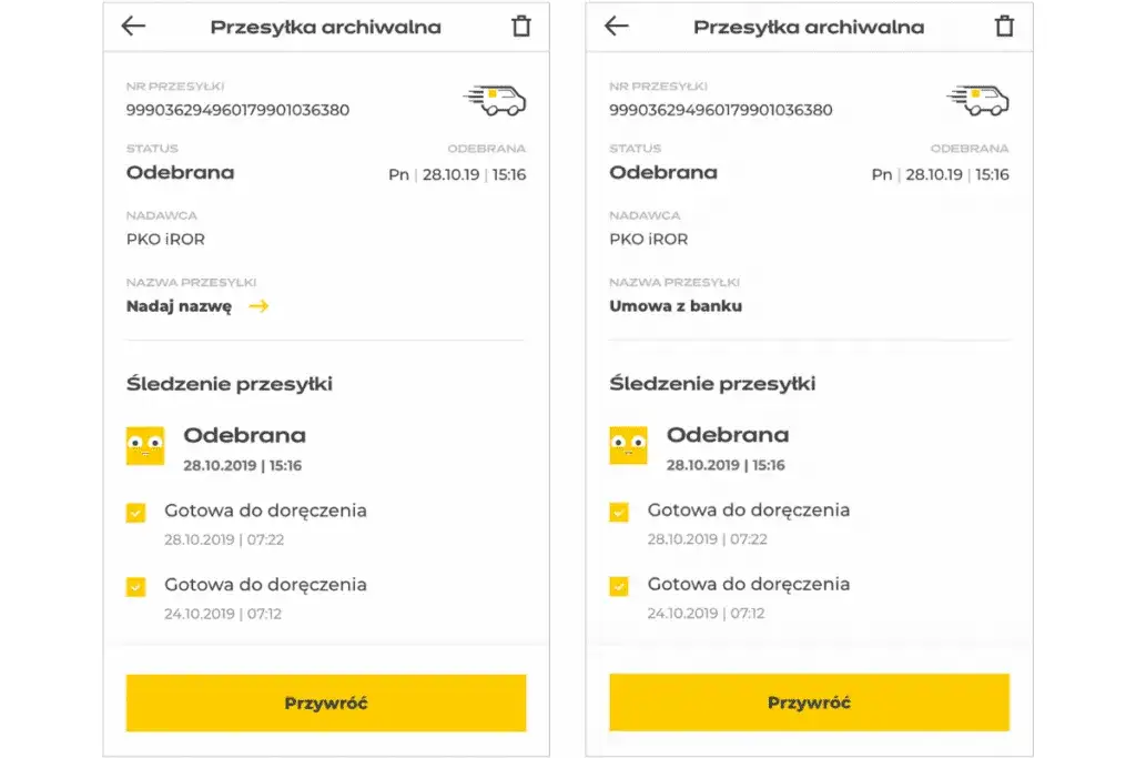 InPost Mobile aplikacja przekierowanie paczki ekran