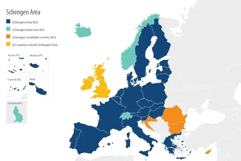 Mapa Europy kraje podróż na dowód osobisty