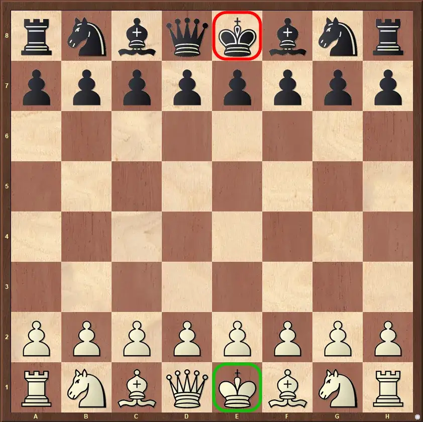 szachownica ustawienie początkowe król