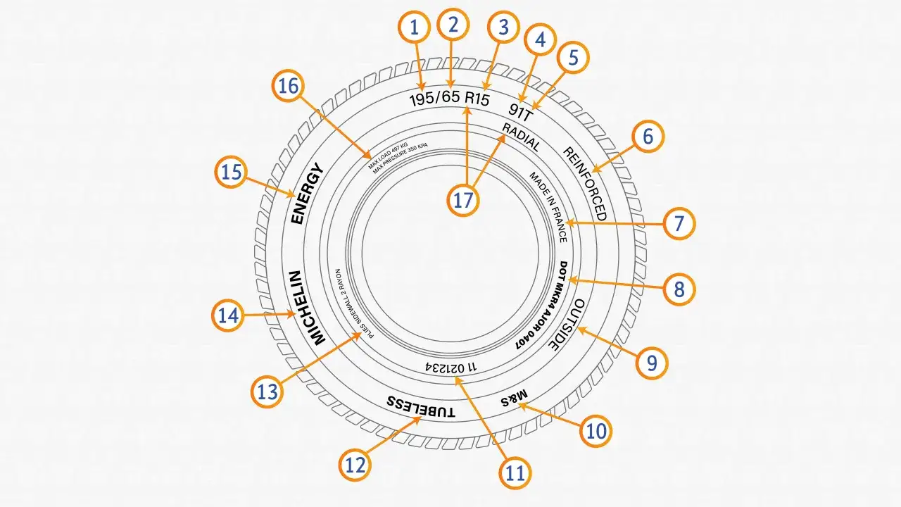 oznaczenia na oponie i feldze infografika