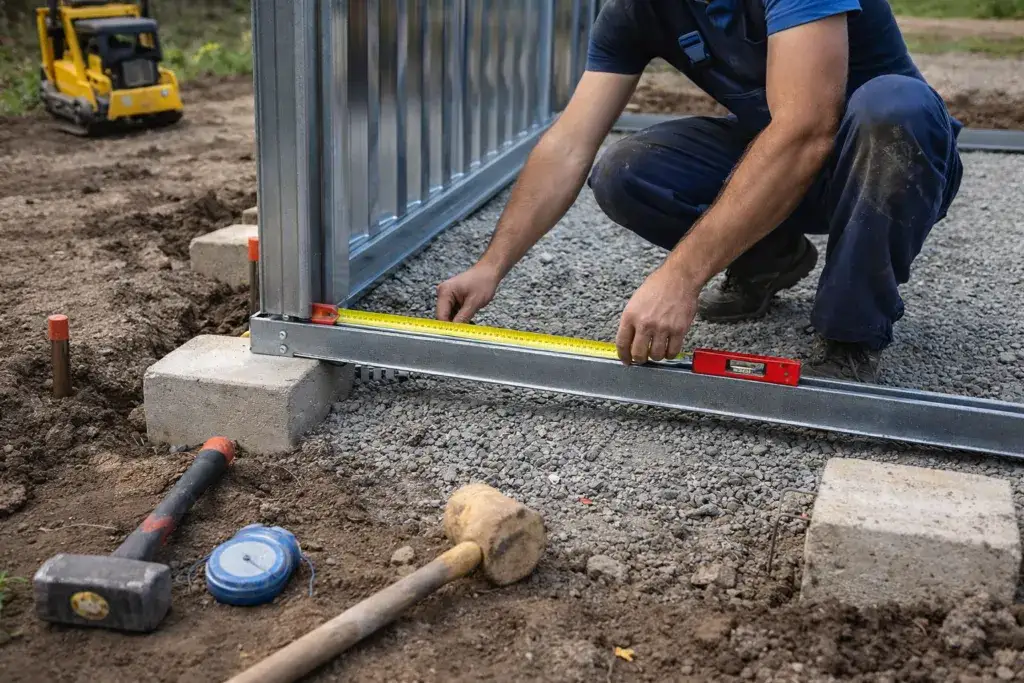 Kotwienie garażu na różnych podłożach, garaż blaszany fundament