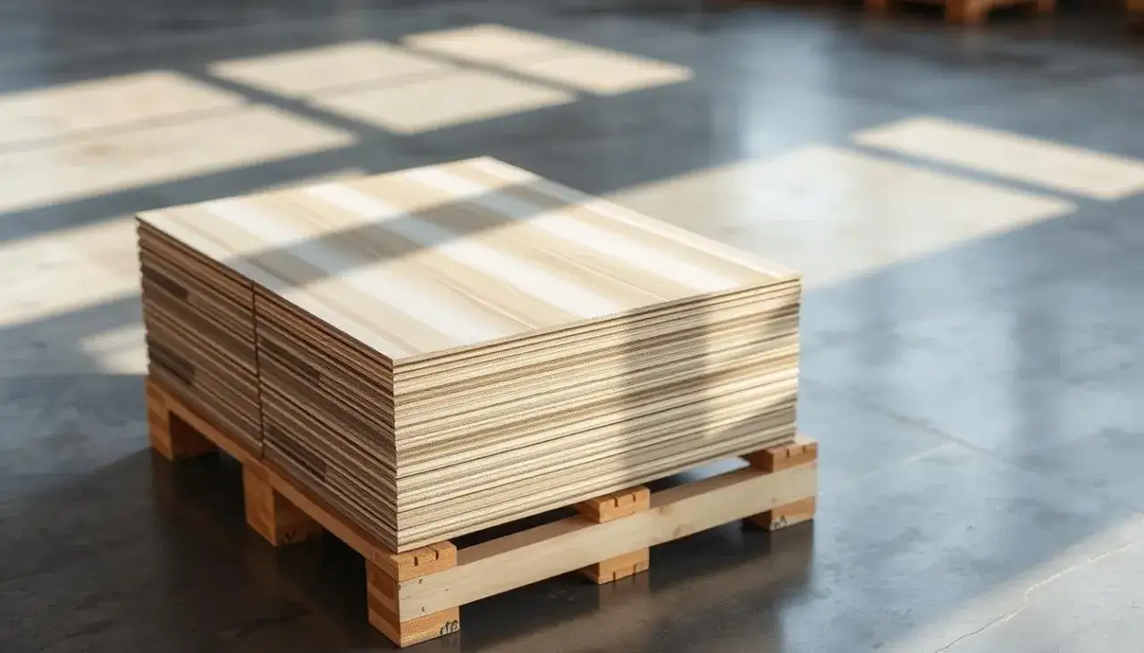 r&oacute;żne paczki paneli podłogowych z widoczną wagą