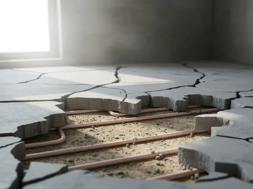 uszkodzona świeża wylewka pęknięcia