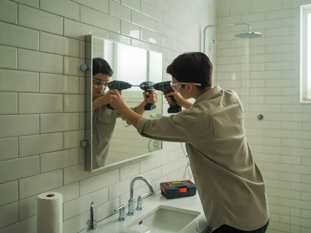 narzędzia do montażu lustra łazienkowego