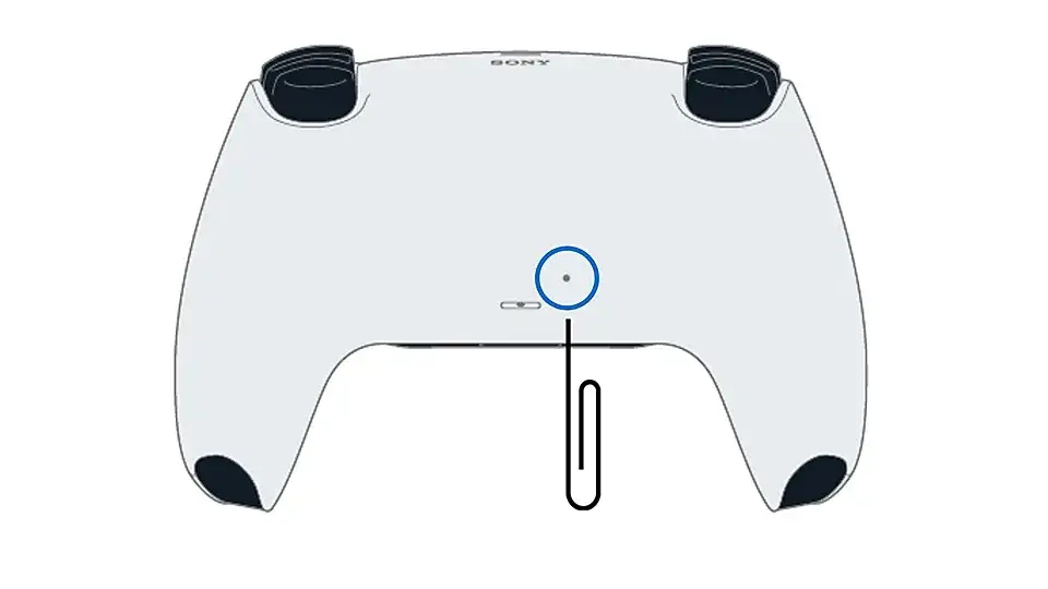 Przycisk resetu kontrolera DualSense