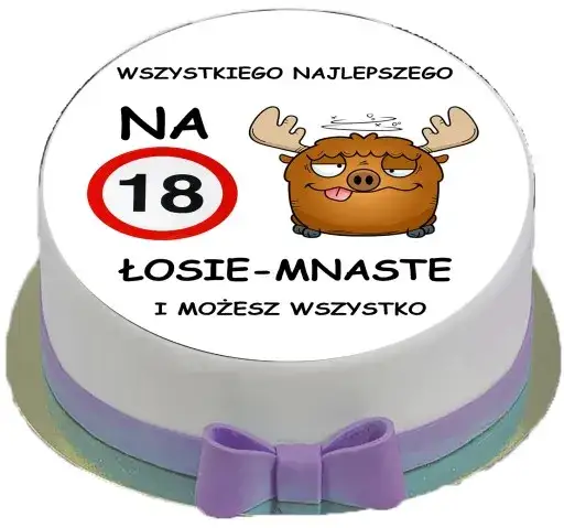 śmieszny tort na 18 urodziny z zabawnym napisem