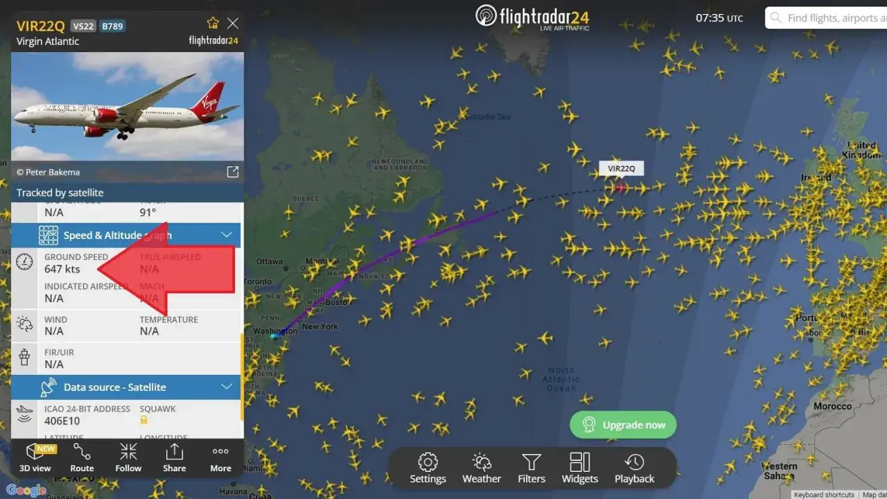 Mapa lot&oacute;w Polska USA, czas lotu