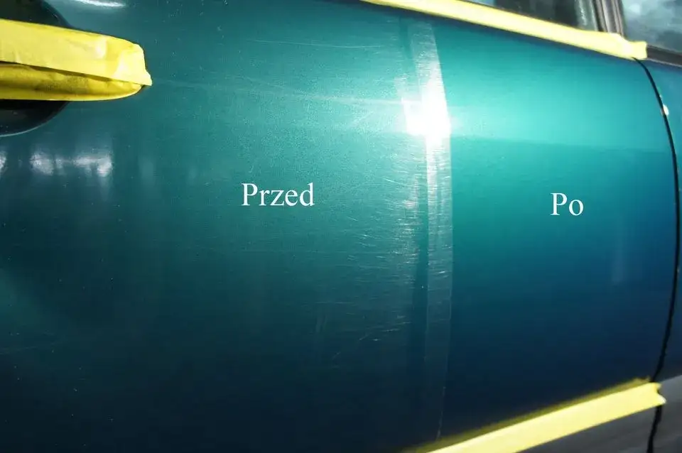 różnice w lakierze przed i po polerowaniu samochodu