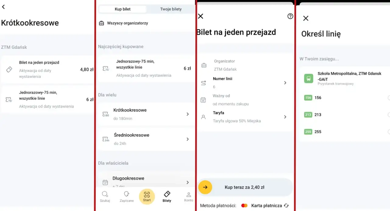 planer podr&oacute;ży ZTM Gdańsk interfejs