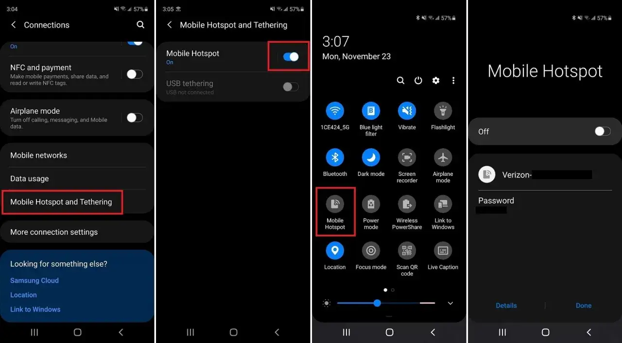android hotspot settings