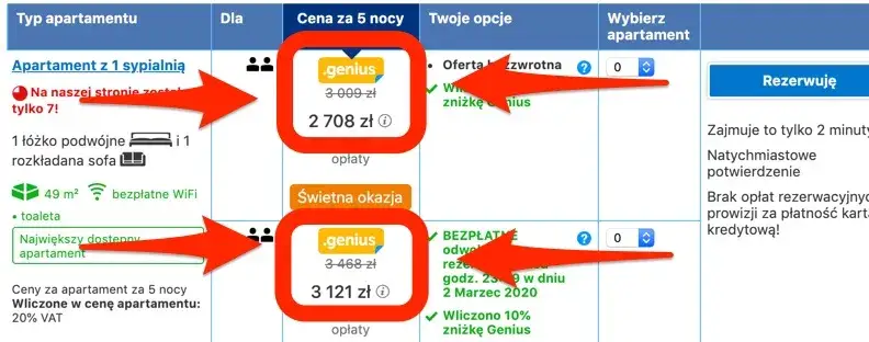 Porównywanie ofert noclegowych na stronach internetowych