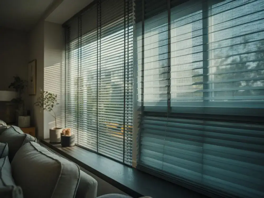 różne typy rolet okiennych oraz narzędzia do ich czyszczenia