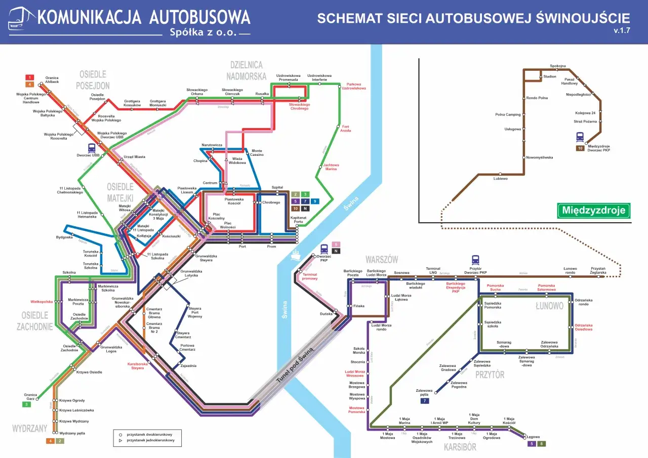 Mapa dojazdu Szczecin Świnoujście Międzyzdroje