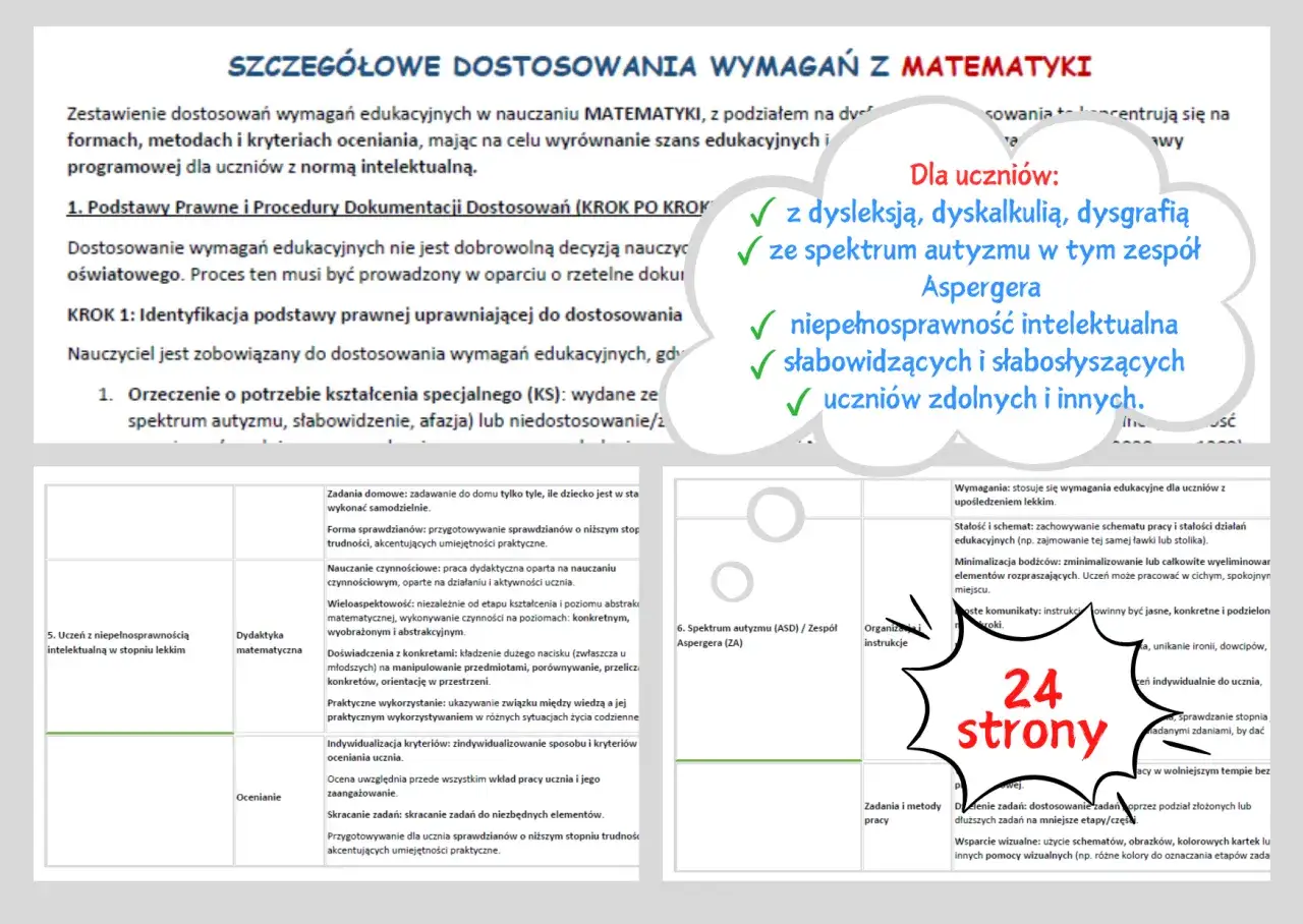 Przykłady dostosowań dla dysleksji