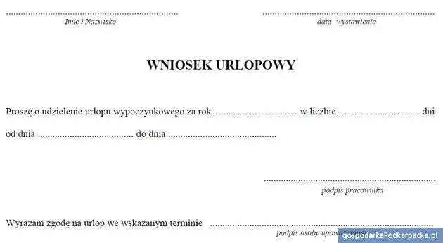 Wniosek o dni wolne stażysta wz&oacute;r