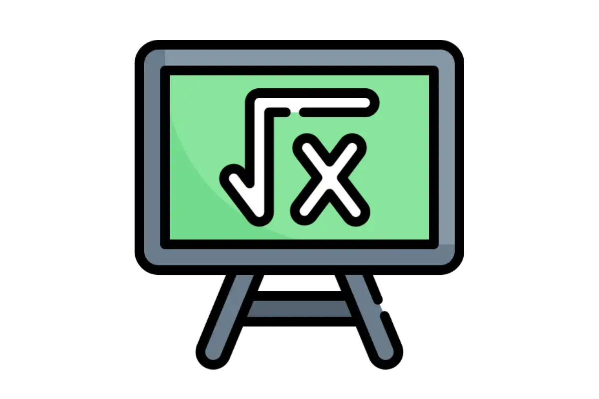 Tablica z symbolem pierwiastka i literą X. Dowiedz się, jak napisać pierwiastek na komputerze.