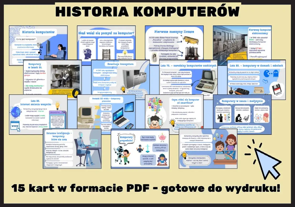 Historia komputerów: od pierwszych maszyn liczących, kiedy powstał komputer, po rewolucję tranzystora i erę Internetu.