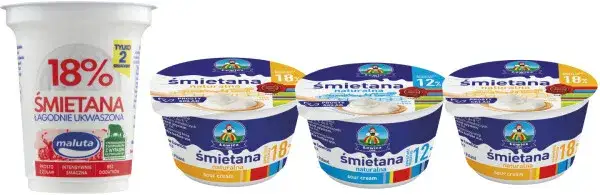 r&oacute;żne rodzaje śmietany procenty opakowania