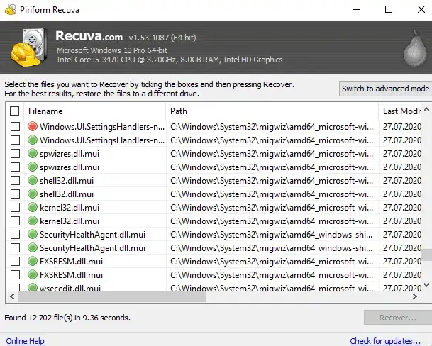 Przykłady interfejsów programów do odzyskiwania danych (Recuva, TestDisk)