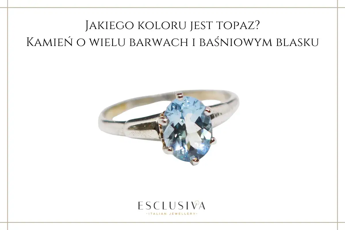 Srebrny pierścionek z owalnym, błękitnym topaz kamień, kt&oacute;ry jest znakiem zodiaku. Kamień o wielu barwach i baśniowym blasku.