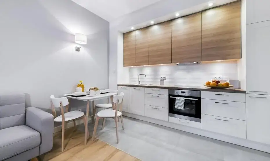 wyposażenie aneksu kuchennego w apartamencie self catering