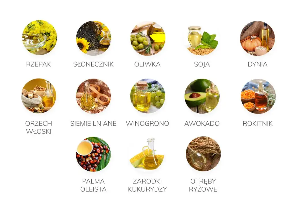 różne zdrowe oleje roślinne w kuchni