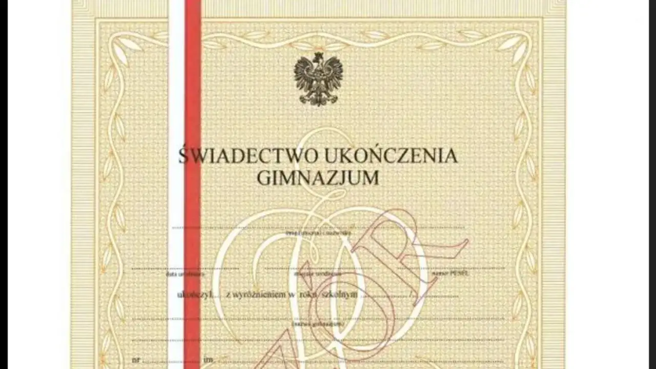 polskie świadectwo ukończenia gimnazjum wz&oacute;r