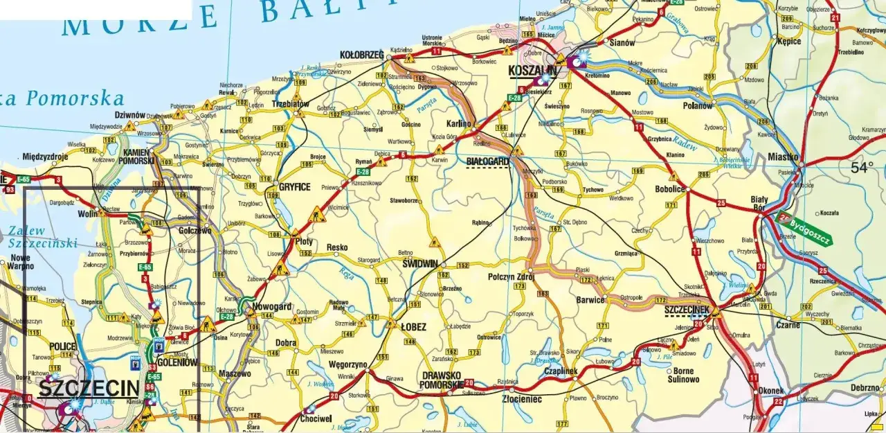 Mapa Szczecin do morza odległości