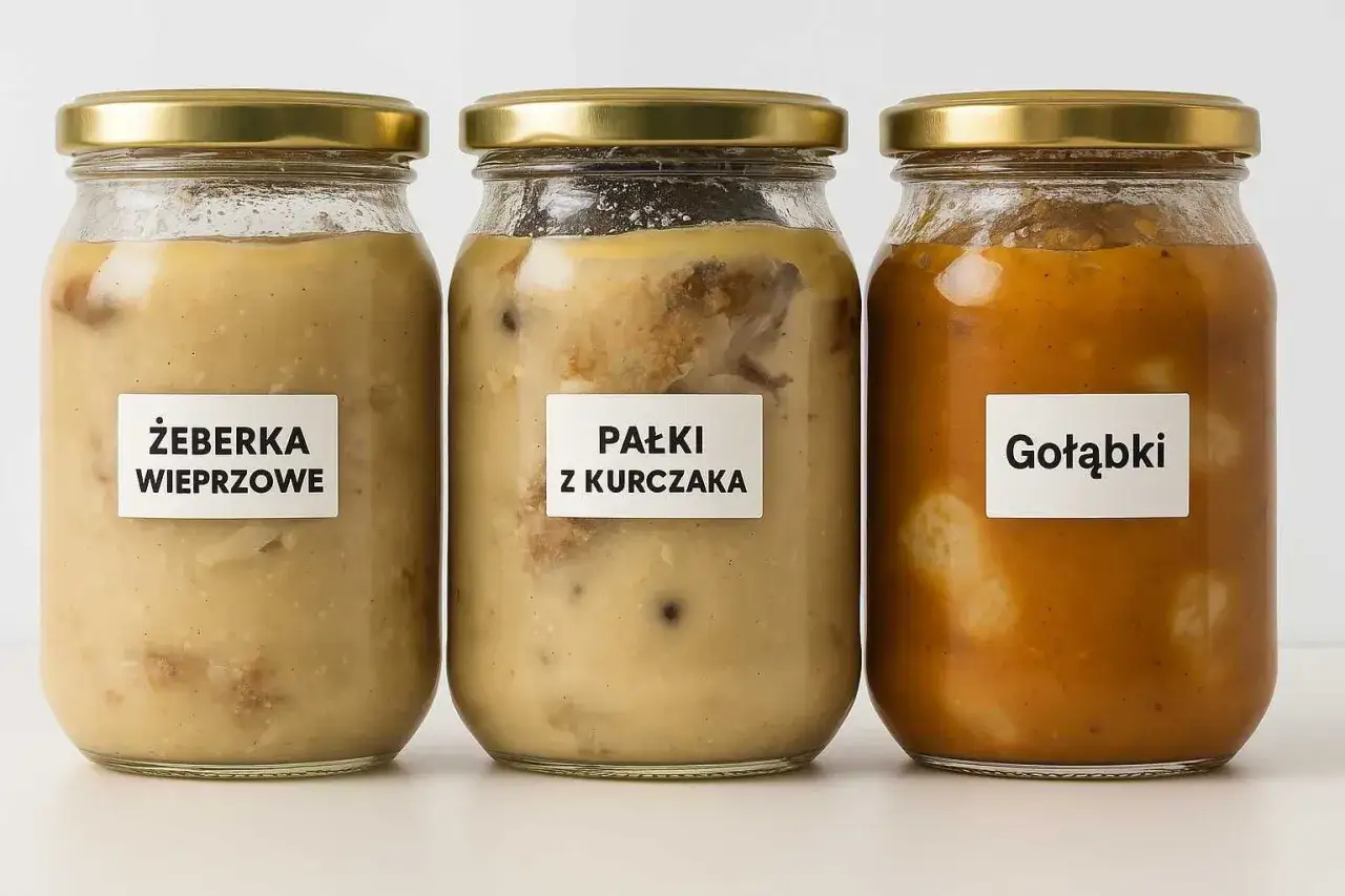 różnorodność słoików z domowymi obiadami