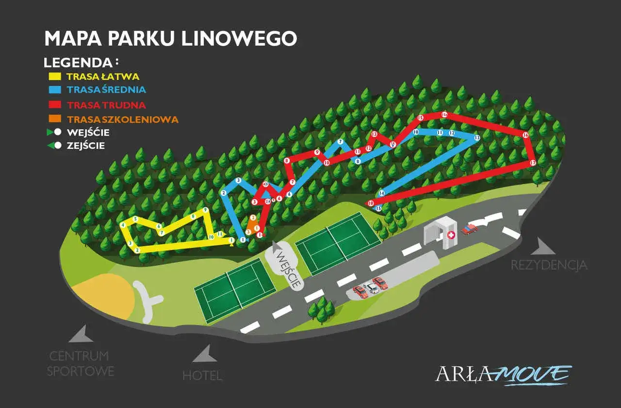 Mapa park&oacute;w linowych lubuskie