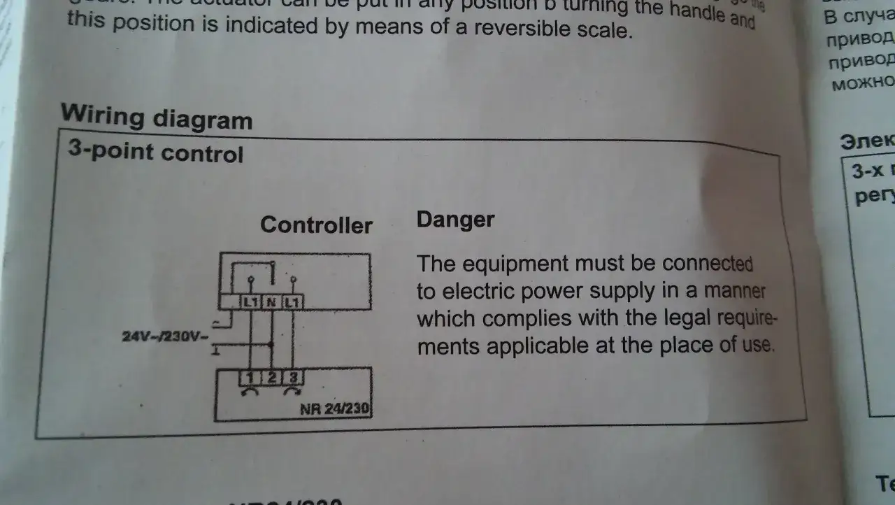 Schemat podłączenia siłownika 3-punktowego 230V