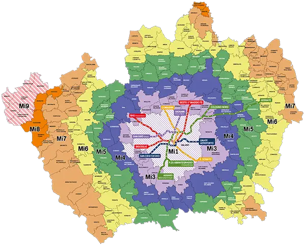 Mapa komunikacji miejskiej Mediolan metro