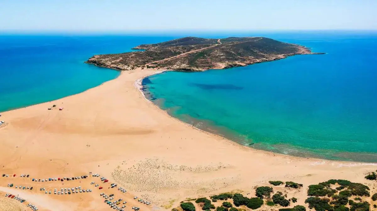 Prasonisi Rodos widok z lotu ptaka spotkanie m&oacute;rz