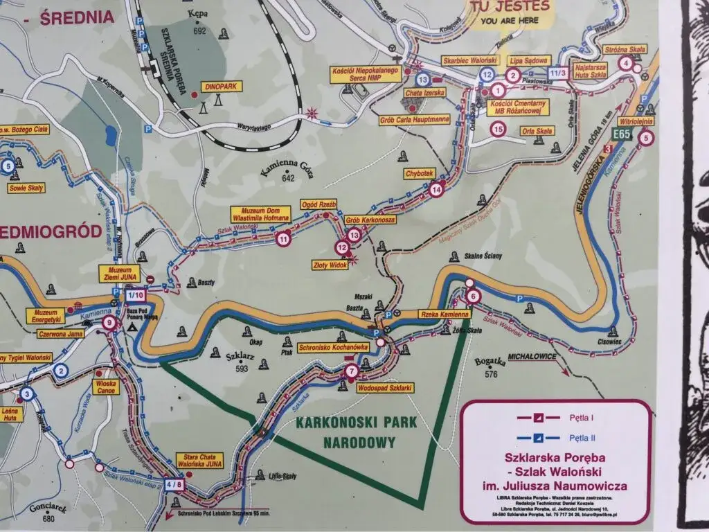 Mapa Szlaku Walońskiego Szklarska Poręba