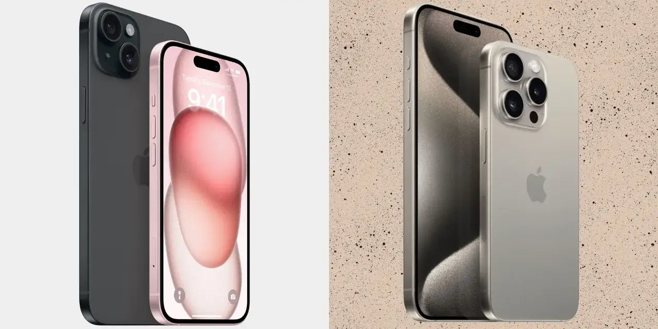 iPhone 15 vs 15 Pro design porównanie
