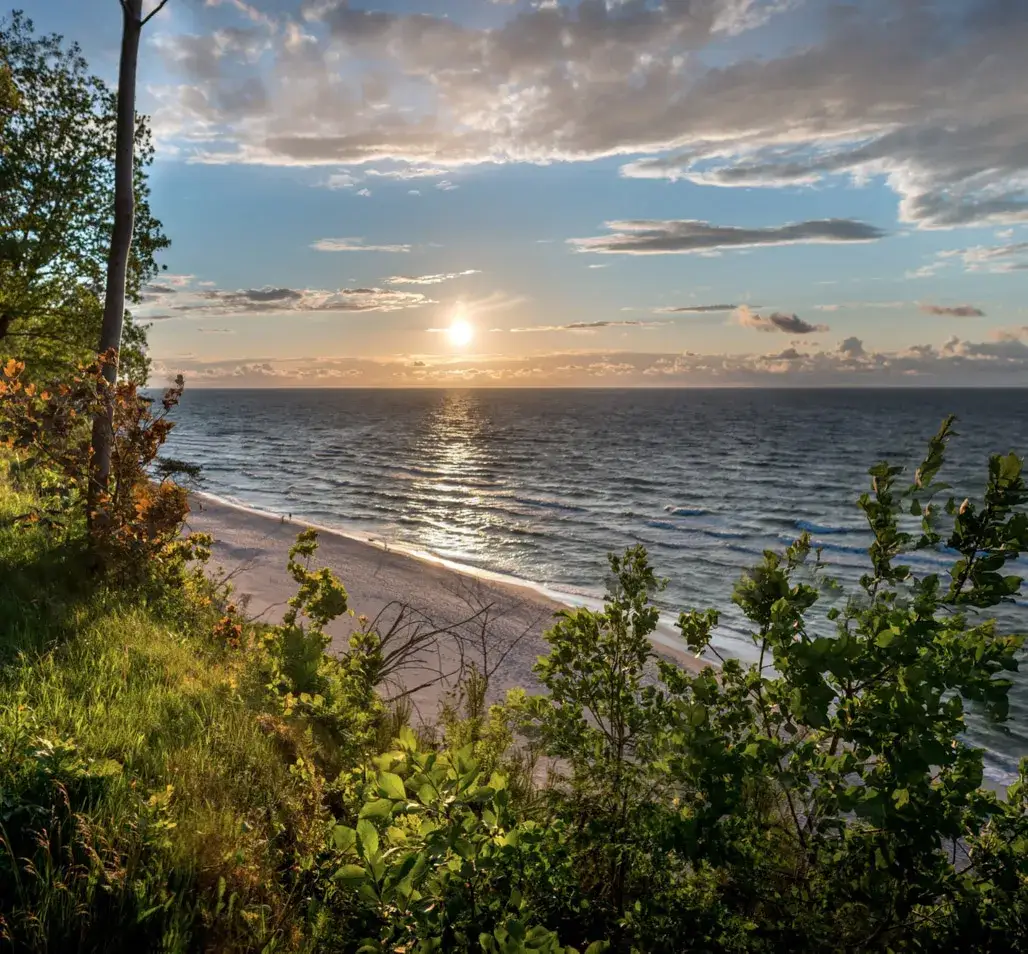 Jastrzębia G&oacute;ra klif widok zach&oacute;d słońca