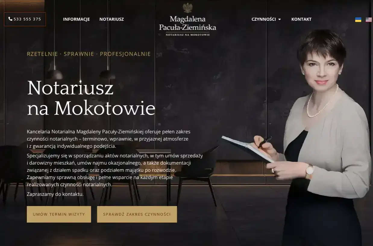 Notariusz na Mokotowie. Kancelaria specjalizuje się m.in. w umowach najmu okazjonalnego. Profesjonalna obsługa i wsparcie.