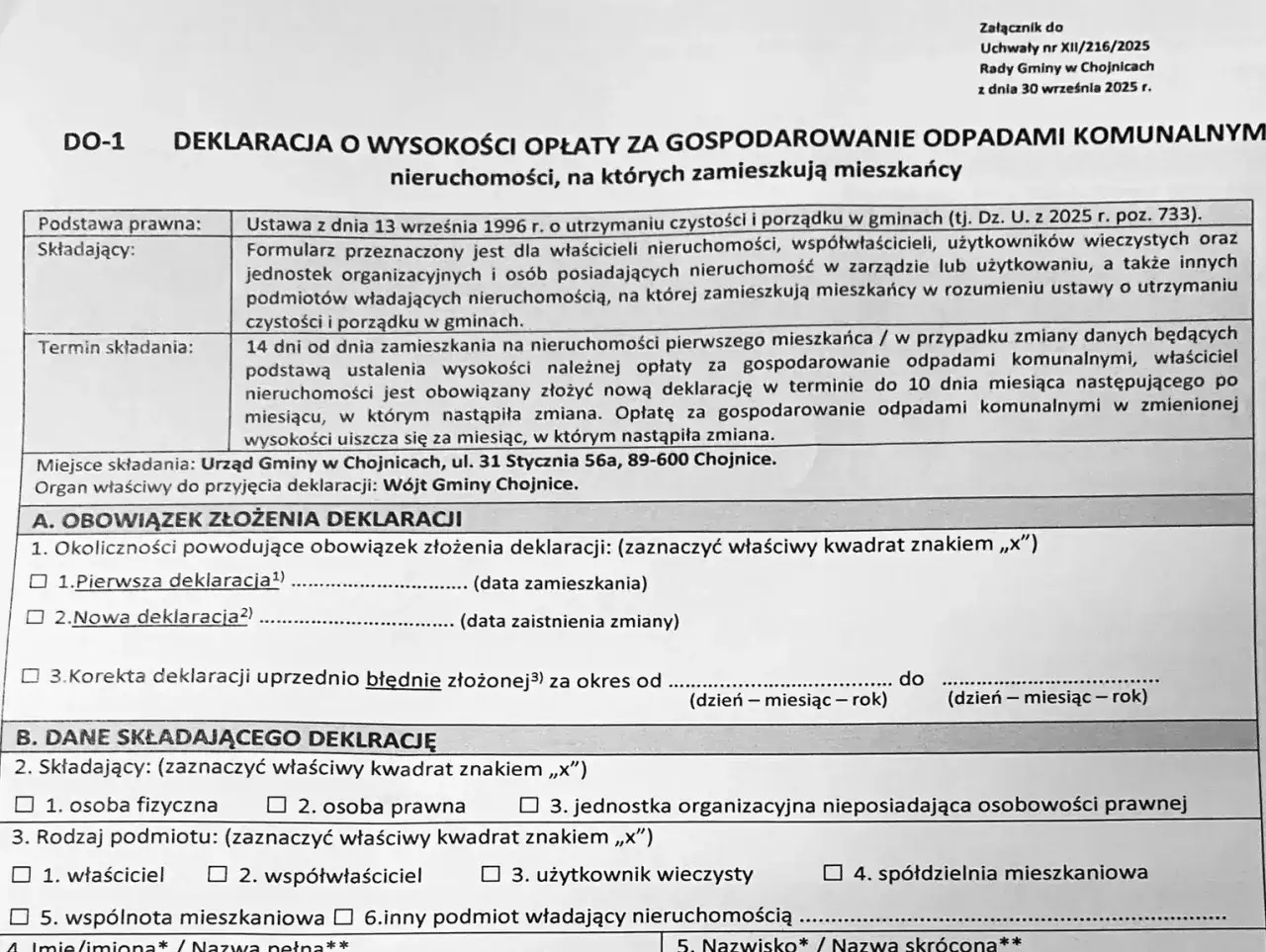 Błędy deklaracja śmieciowa