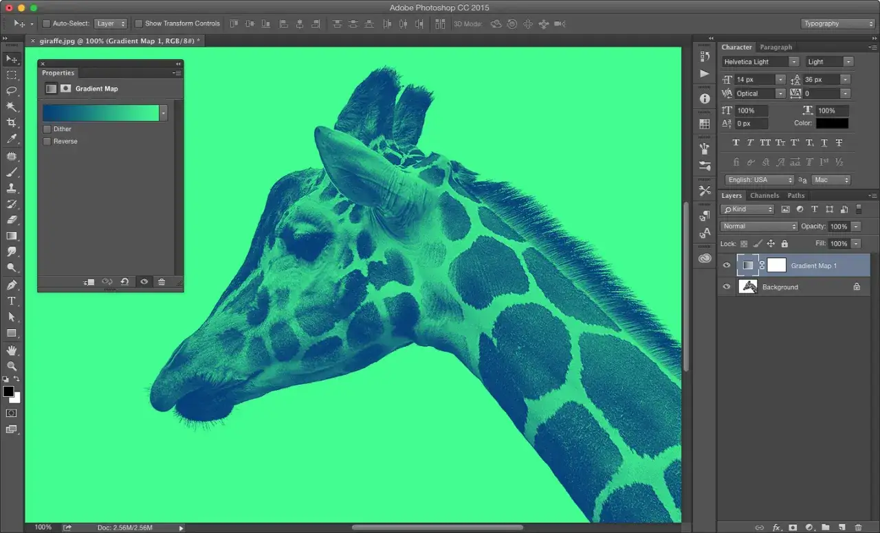 Photoshop mapowanie gradientu duotone