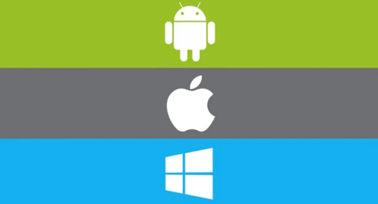 Ikony Android, Apple i Windows. Zastanawiasz się, jak pobrać app z App Store bez iOS urządzenia?