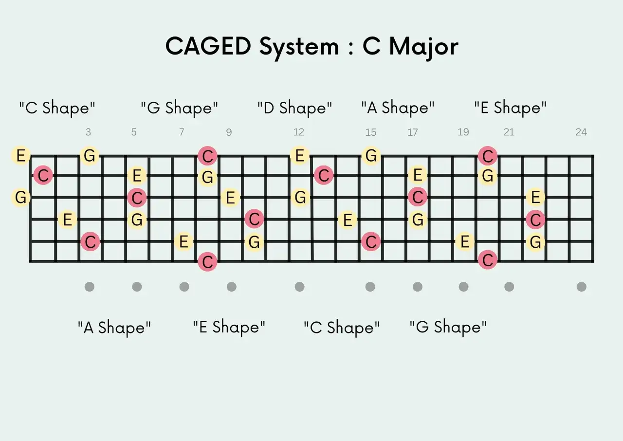 diagramy akord&oacute;w gitarowych Am G C F