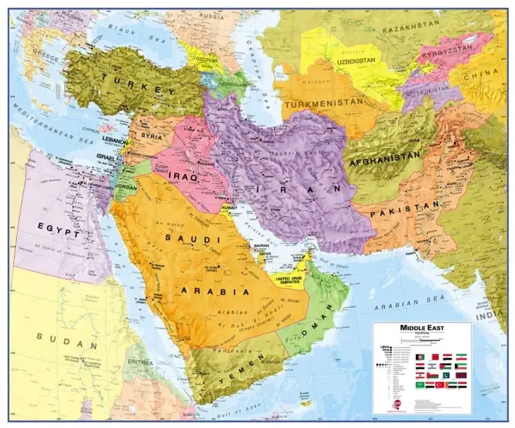 mapa Kataru na P&oacute;łwyspie Arabskim