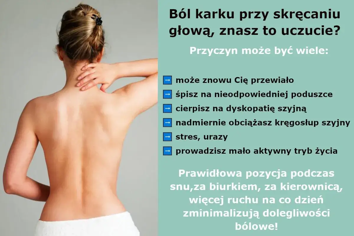 objawy skręcenia karku infografika