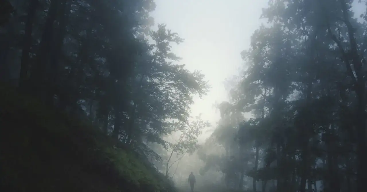 Mężczyzna na rozstajach dróg z kompasem