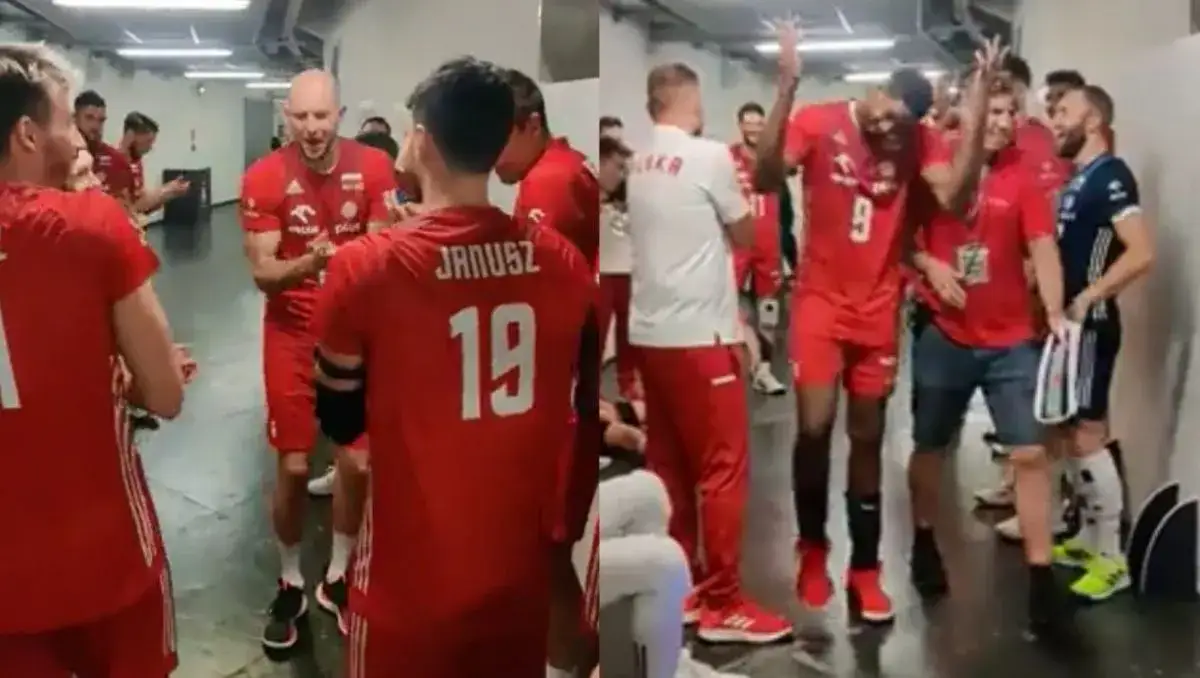 reprezentacja Polski siatkarzy świętuje