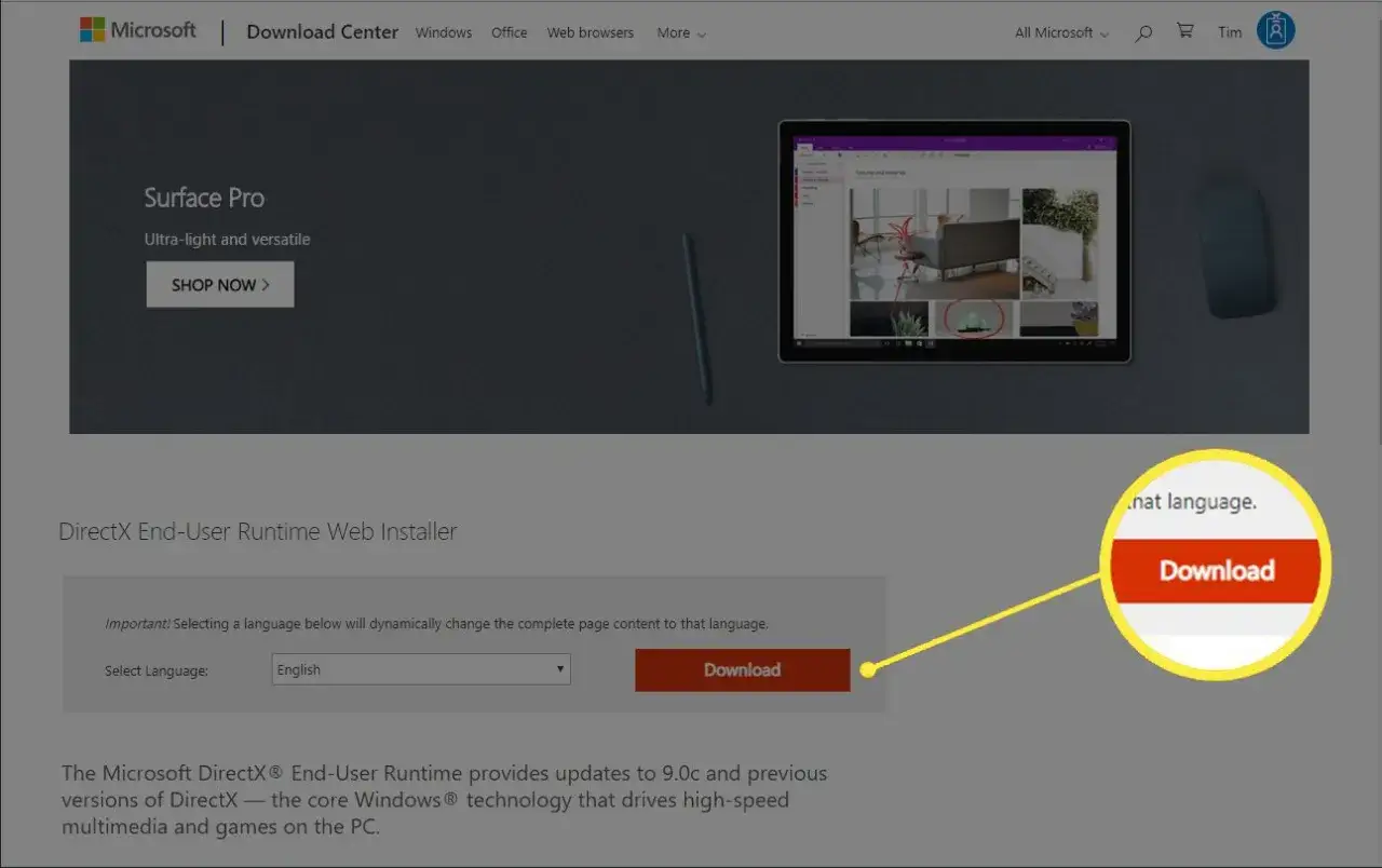 Pobieranie DirectX End-User Runtime Web Installer
