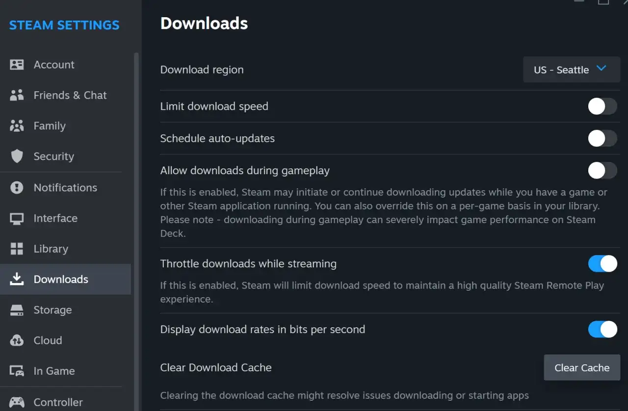 Ustawienia Steam: zakładka Pobieranie. Dowiedz się, jak zaktualizować Steam, zarządzając regionem pobierania, szybkością i automatycznymi aktualizacjami.