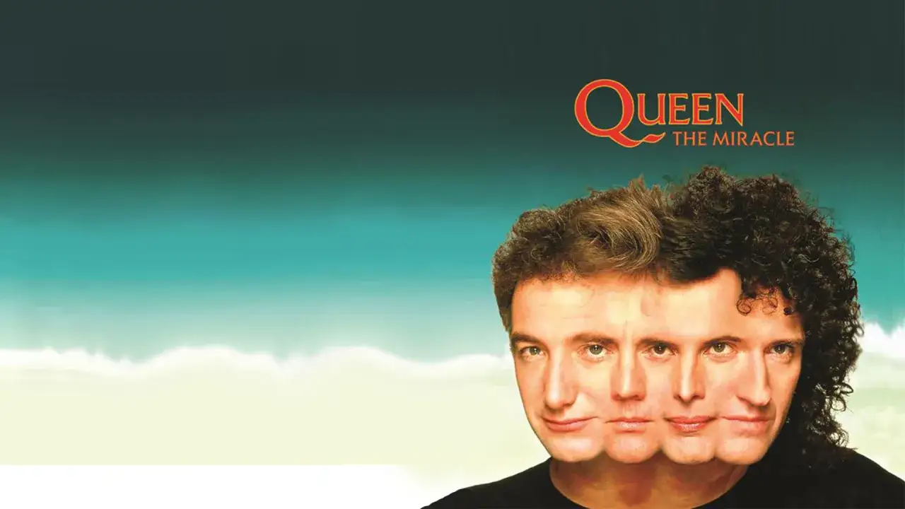 Cztery twarze zespołu Queen, jakby zmagające się z tym samym problemem, by go face it alone. Tło przypomina plażę i morze.