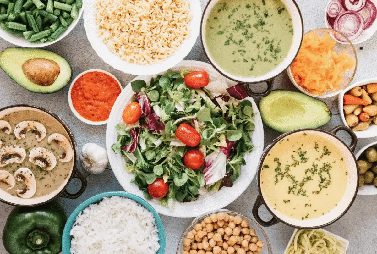 Zupy, sałatka, ryż, fasolka i makaron &ndash; idealne składniki, co można ugotować na szybko.